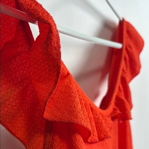 Orange Ruffled V-Neck Sundress - Picture 6 of 8